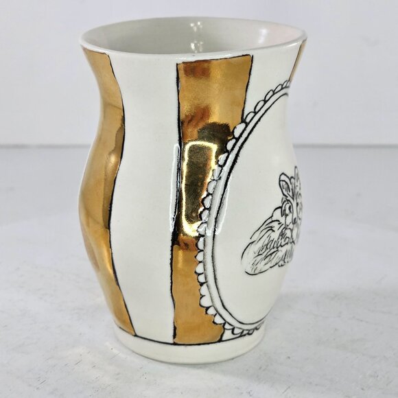 Hope + Mary Miniature Woodland Gold Vase With Fox Design & Gold Stripes - Picture 2 of 8